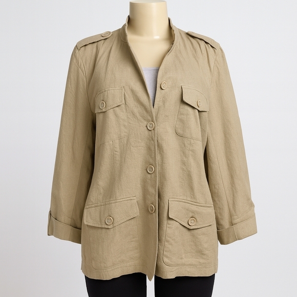 Coldwater Creek Linen Blend Safari Jacket – Size 14 (L) - Picture 4 of 7